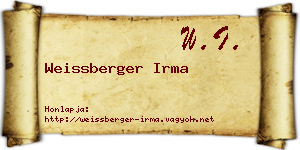 Weissberger Irma névjegykártya